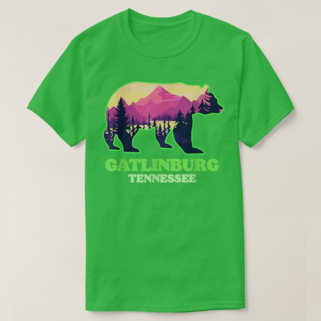 Camiseta Gatlinburg Tennessee Urso Urso Excelente Montagens (Frente do Design)