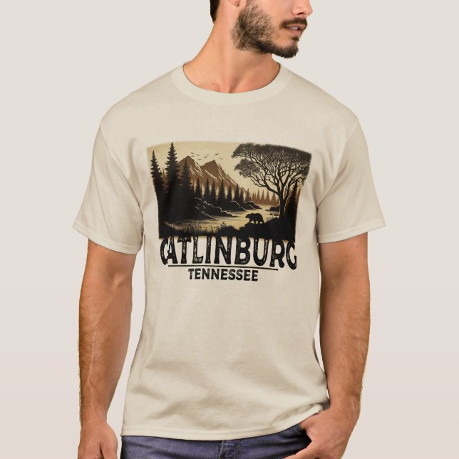 Camiseta Gatlinburg Tennessee Vintage Montanhas do Enfumaça (Frente)
