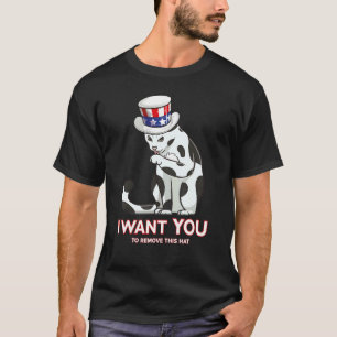 Camiseta Gato 4 de Julho Chapéu do Tio Sam EUA Gato