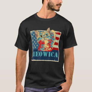 Camiseta Gato 4 de Julho Meowica Merica Homens Bandeira Ame