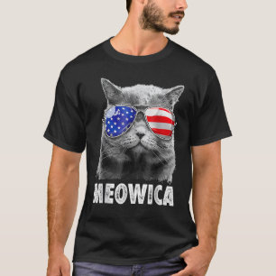 Camiseta Gato 4 de Julho Meowica Merica Homens Bandeira Ame
