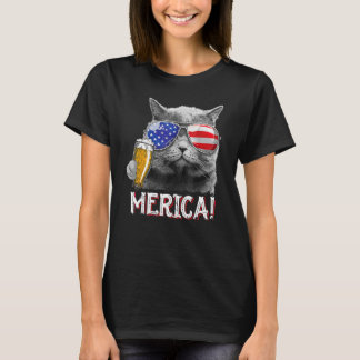 Camiseta Gato 4 de julho Meowica Merica Men USA American F