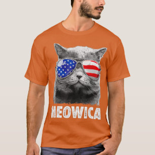 Camiseta Gato 4 de julho Shirts Meowica Merica Men EUA