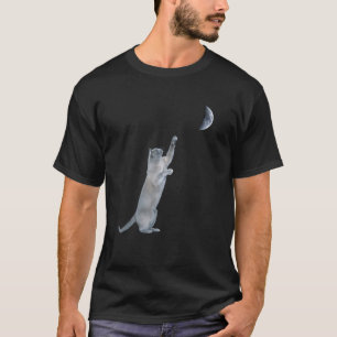 Camiseta Gato A Alcançar Para A Lua As Mulheres Cuecas A Ga