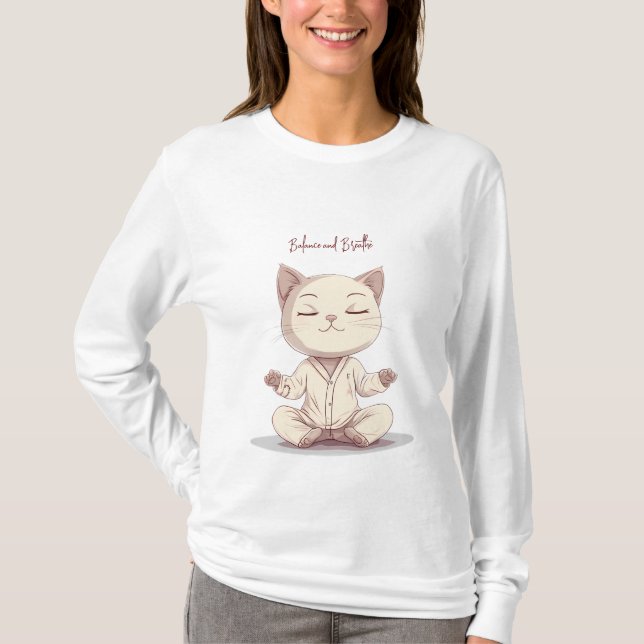 Camiseta Gato a fazer ioga (Frente)