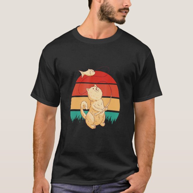 Camiseta Gato A Pescar Um Peixe Ao Sol (Frente)
