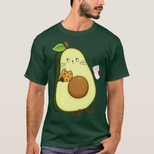 Camiseta Gato abacado comendo biscoito e leite bebendo