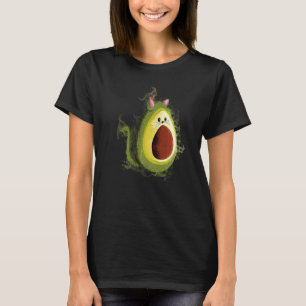 Camiseta Gato Abacate Legume Fofo Salpico de Água