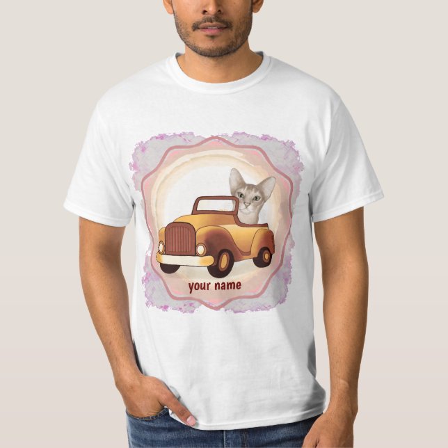 Camiseta Gato Abissínio Dirigindo Carro  (Frente)