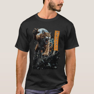 Camiseta Gato Abissínio Engraçado Kaiju Monstro Japonês