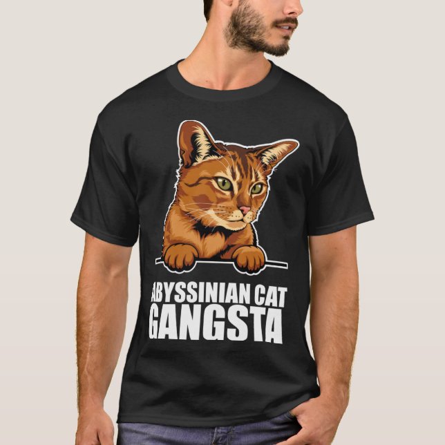 Camiseta gato abissínio gangsta (Frente)
