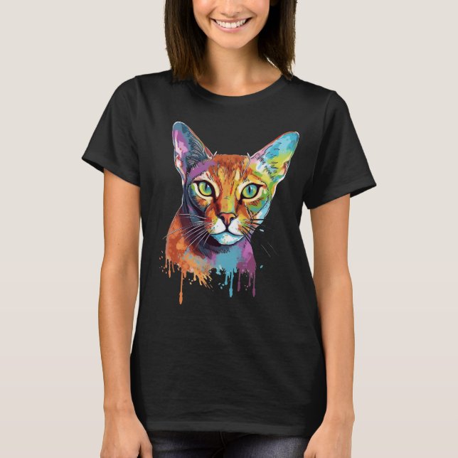 Camiseta Gato Abissino Colorido (Frente)