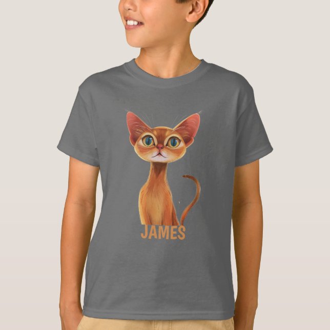 Camiseta Gato Abissino Laranja Adorável Personalizado (Frente)
