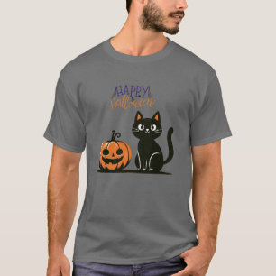 Camiseta Gato & abóbora Feliz Halloween
