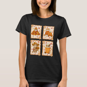 Camiseta Gato Abóbora Outono Café Cozy Estética de Outono