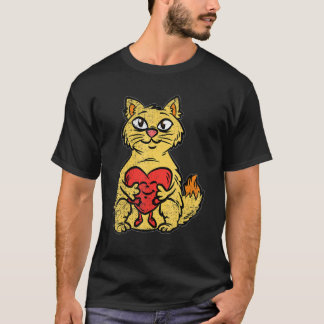 Camiseta Gato Abraçando Coração Dia dos Namorados Gatinho F