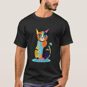 Camiseta Gato Abstrato - A ARTE É MEU ESTILO DE VIDA 1 - Di