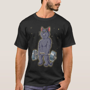 Camiseta Gato Academia Treinamento de Peso Levantamento de