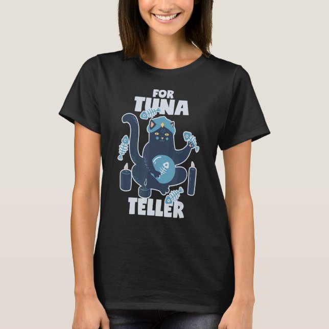 Camiseta Gato Adivinho Com Atum Pun Advinhação (Frente)