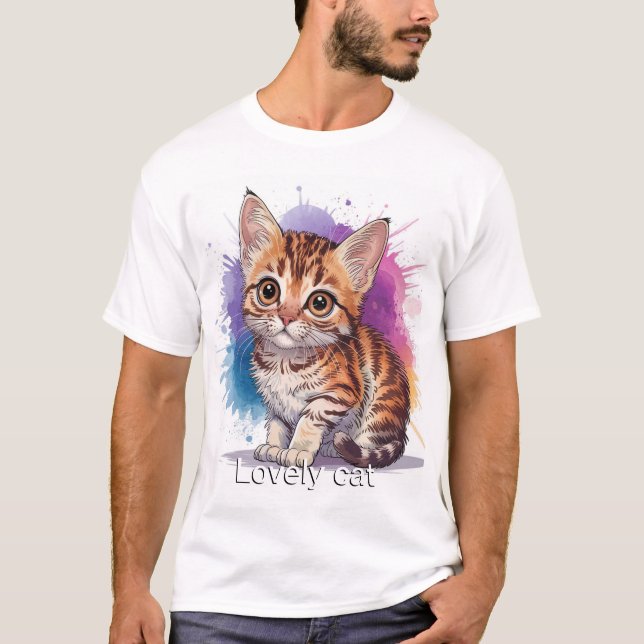 Camiseta Gato adorável (Frente)