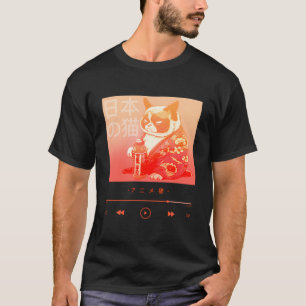 Camiseta Gato Adorável ao Estilo Japonês em Robe Colorido d
