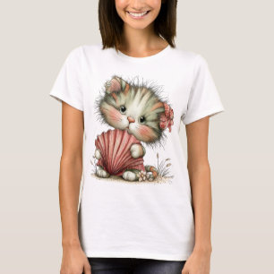 CAMISETA GATO ADORÁVEL CAPRICHOSO COM TEMA DE VERÃO