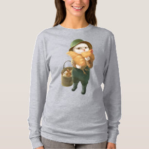 Camiseta Gato Adorável com Hen na Fazenda