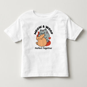 Camiseta Gato Adorável e Cachorro Abraço - Meow & Woof Desi