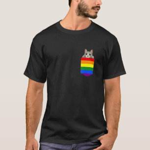 Camiseta Gato Adorável No Bolso LGBT orgulho gay