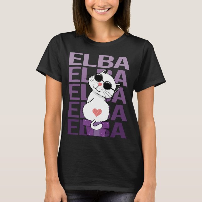 Camiseta Gato Adorável - Nome Elba (Frente)