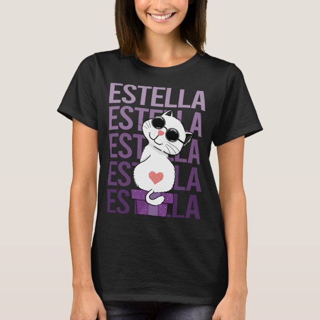 Camiseta Gato Adorável - Nome Estella (Frente)