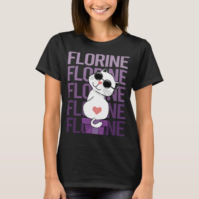 Camiseta Gato Adorável - Nome Florine (Frente)