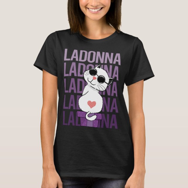 Camiseta Gato Adorável - Nome Ladonna (Frente)