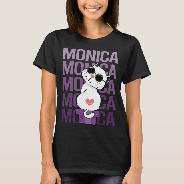 Camiseta Gato Adorável - Nome Monica (Frente)