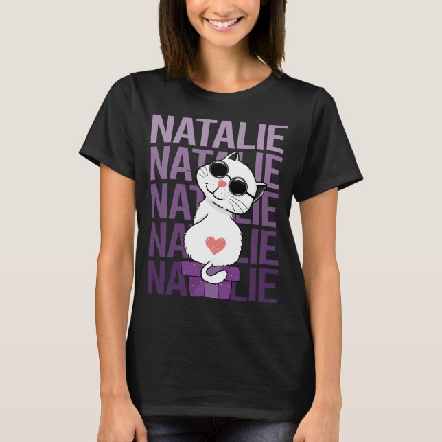 Camiseta Gato Adorável - Nome Natalie (Frente)