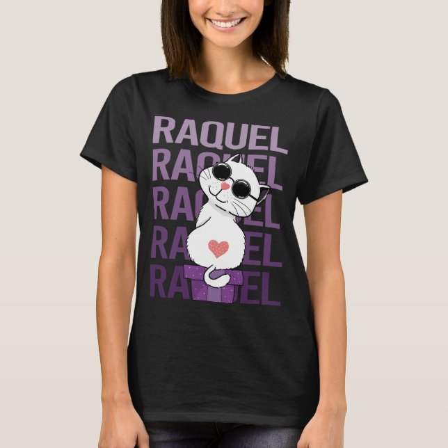 Camiseta Gato Adorável - Nome Raquel (Frente)