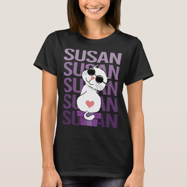 Camiseta Gato Adorável - Nome Susan (Frente)