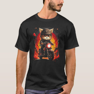 Camiseta Gato Adorável Pilotando uma Motocicleta - Gato Mot