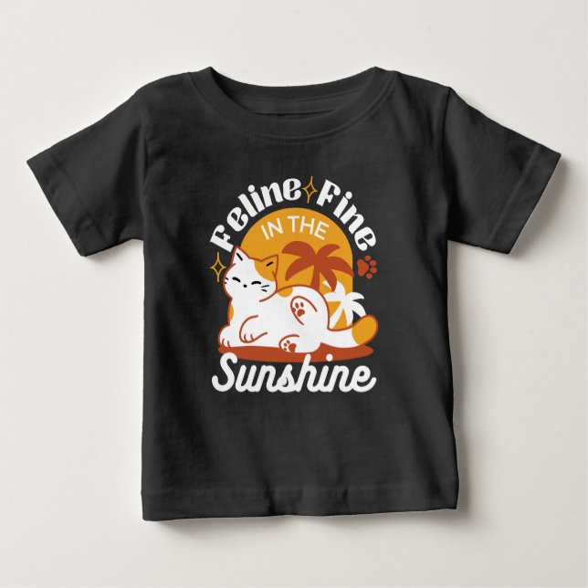 Camiseta Gato Adorável Relaxando no Sol - Pet de Verão (Frente)
