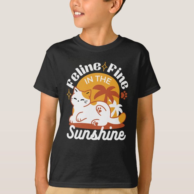 Camiseta Gato Adorável Relaxando no Sol - Pet de Verão (Frente)