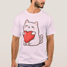 Gato Adorável Segurando Coração