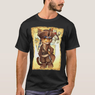 Camiseta Gato Adorável Vestido Como Um Tesouro Pirata M