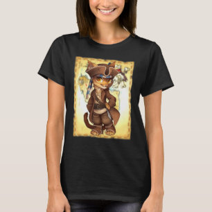Camiseta Gato Adorável Vestido Como Um Tesouro Pirata M