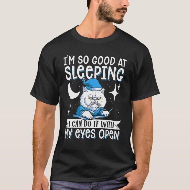Camiseta Gato Adormecido Com Olhos Abertos, Gato (Frente)