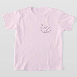 Camiseta Gato Adormecido Minimalista para Crianças