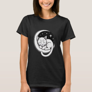 Camiseta Gato Adormecido na Lua Crescente