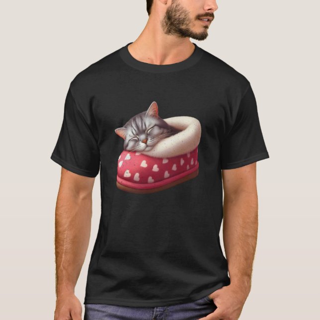 Camiseta Gato Adormecido no Chinelo (Frente)