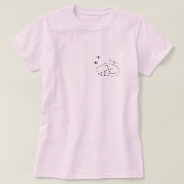 Camiseta Gato Adormecido Simples (Frente do Design)