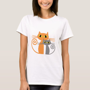 Camiseta Gato alaranjado, gato cinzento