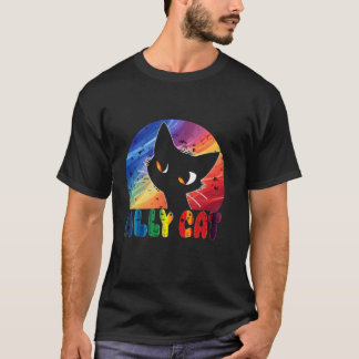 Camiseta Gato Aliado LGBT Divertido Arco-íris Orgulho Gay H